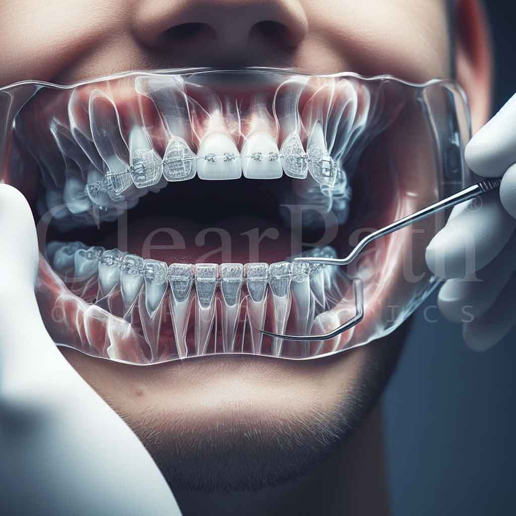 An orthodontist checking the degree of overlap