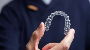Invisible aligners in relief.